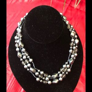 Silver Iridescent Pearls & Beads
